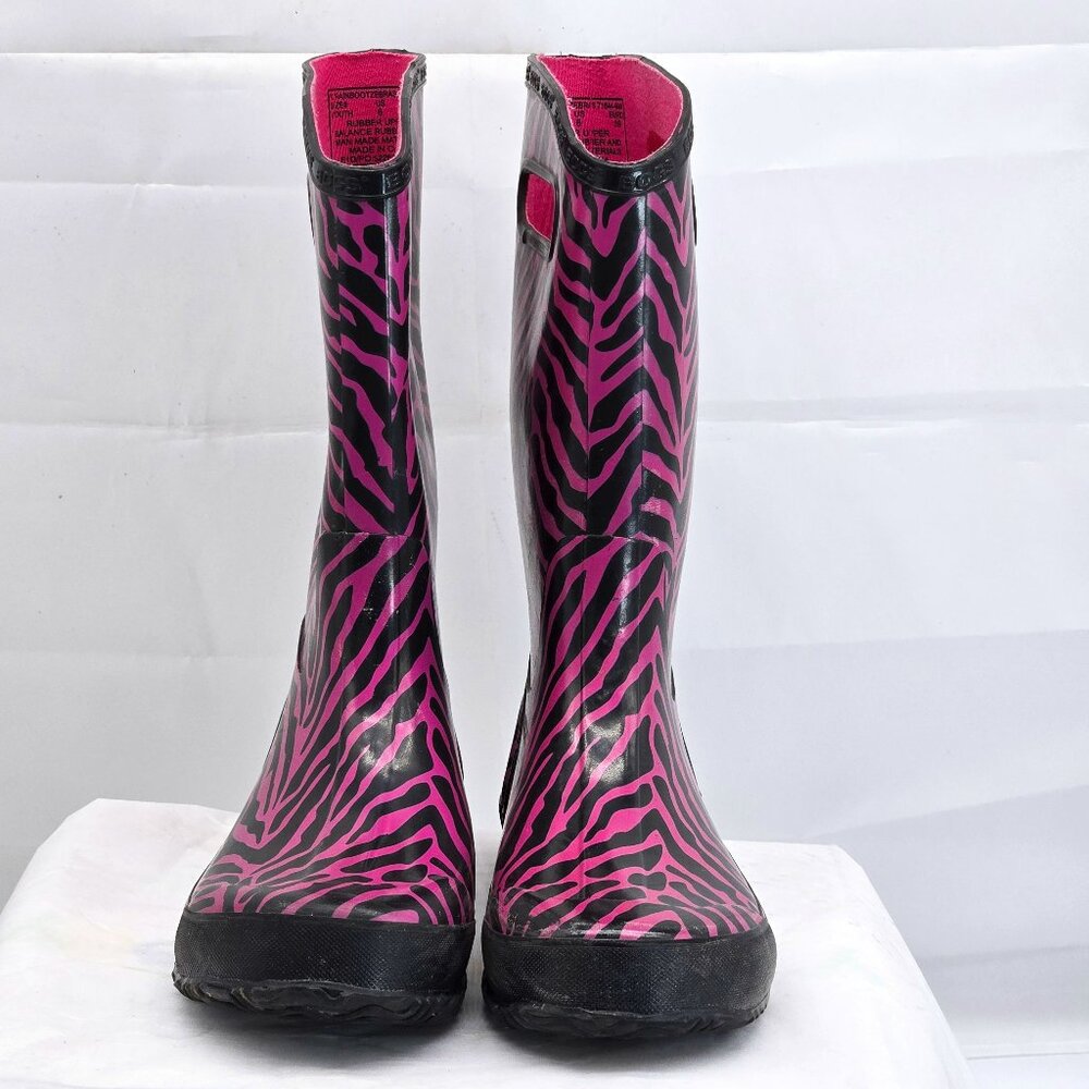 Bogs Rainboots Zebra Pink Multi - Size 6 Youth